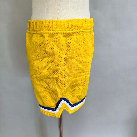 Vintage 70s varsity style mesh basketball gym shorts yellow nylon Size Medium - Picture 9 of 16